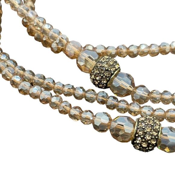 Heidi Daus Necklace Staying In Line Beaded Golden Faceted Multi Color Crystal - Picture 9 of 14